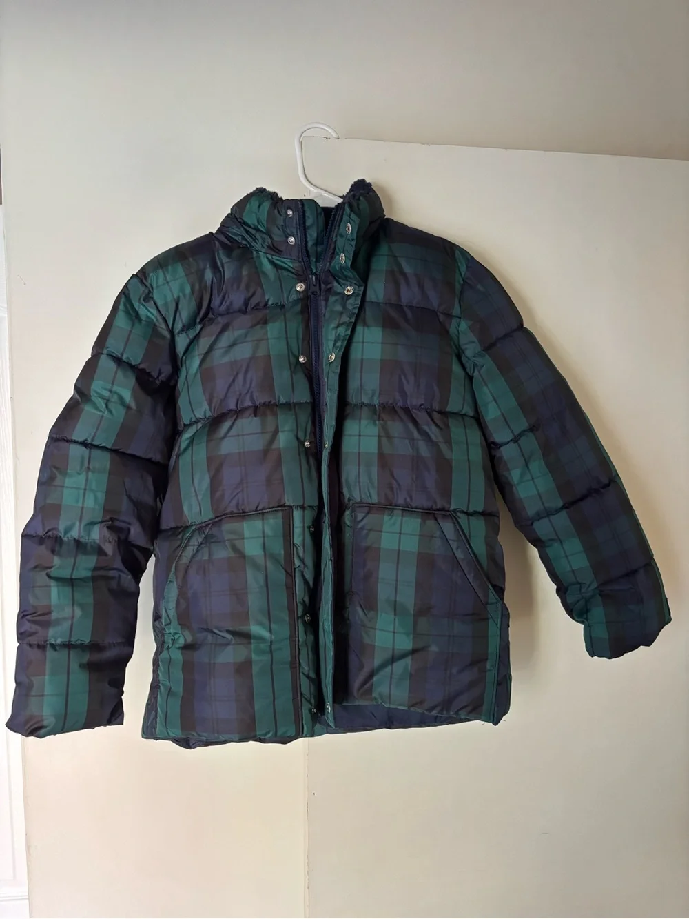 NWOT GAP Kids Green & Black Plaid Puffer Jacket XL